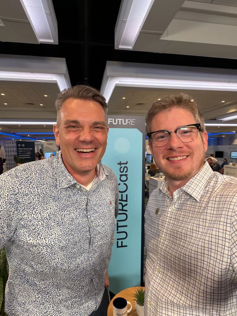 Peter Lohmann with AppFolio's Daniel Waas at the FUTURECast booth at AppFolio Future 2026